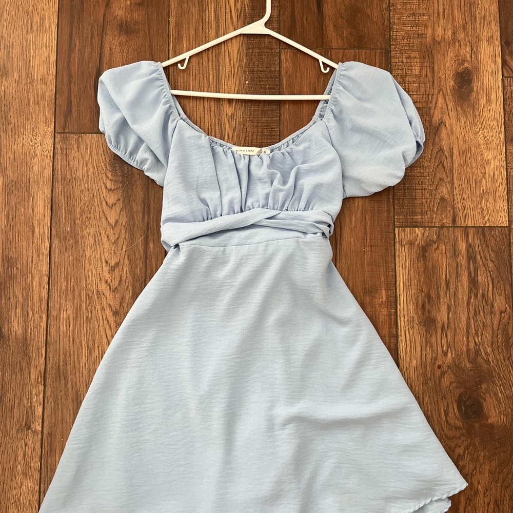 Light Blue Puff Sleeve Dress